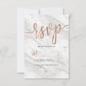 Wit Marmer & Roos Goud Modern Bruiloft RSVP (Voorkant)
