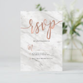 Wit Marmer & Roos Goud Modern Bruiloft RSVP (Staand voorkant)