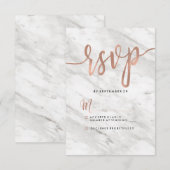 Wit Marmer & Roos Goud Modern Bruiloft RSVP Kaartje (Voorkant / Achterkant)