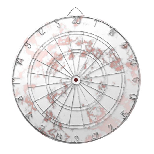 wit, marmer, roos goud, modern, chic, mooi, dartbord (Voorkant)