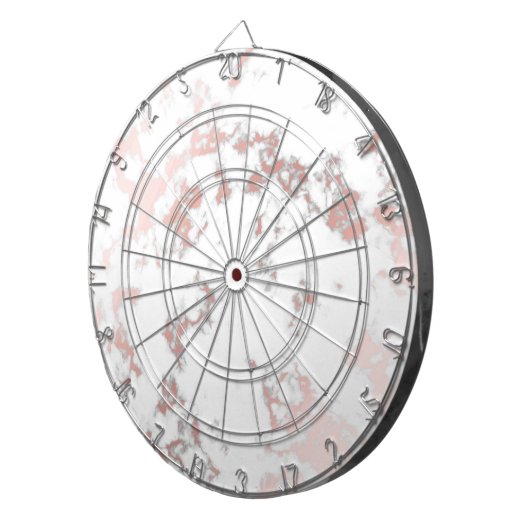 wit, marmer, roos goud, modern, chic, mooi, dartbord (Voorkant Rechts)