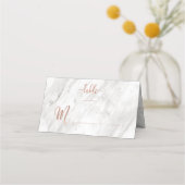 Wit Marmer & Roos Goud Modern Tafelnummer Plaatskaartje (Voorkant)