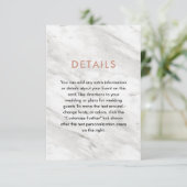 Wit Marmer & Roos Goud Modern Trouwdetails Informatiekaartje (Staand voorkant)
