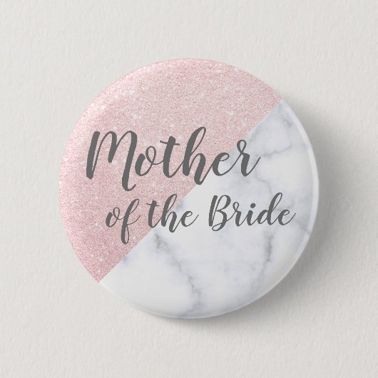 Wit marmer roos gouden glitter moeder van de bruid ronde button 5,7 cm (Voorkant)