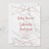 Wit Marmer Roos Gouden Lijn Baby shower Invitation Kaart (Voorkant)