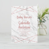 Wit Marmer Roos Gouden Lijn Baby shower Invitation Kaart (Staand voorkant)