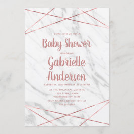 Wit Marmer Roos Gouden Lijn Baby shower Invitation Kaart