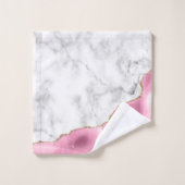 Wit Marmer Roze Agaat Gouden Glitters Bad Handdoek (Wasdoekje)