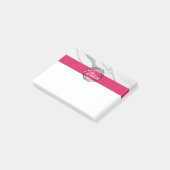 Wit marmer roze zwarte cirkels persoonlijke post h post-it® notes (Schuin)