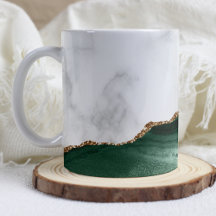 Wit marmer Smaragdgroene agaat Gouden glitters