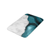 Wit Marmer Teal Blauw Agaat Zilver Badmat (Gekanteld)