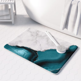 Wit Marmer Teal Blauw Agaat Zilver Badmat