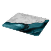 Wit Marmer Teal Blauw Agaat Zilver Snijplank (Hoek)