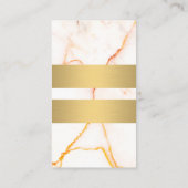 Wit Marmer Textuur Gouden Metalen Staven Zakelijk Visitekaartje (Achterkant)