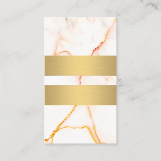 Wit Marmer Textuur Gouden Metalen Staven Zakelijk Visitekaartje (Achterkant)