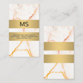 Wit Marmer Textuur Gouden Metalen Staven Zakelijk Visitekaartje (Voorkant / Achterkant)