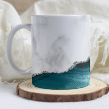 Wit marmer turquoise agaat zilver glitters