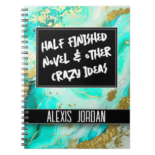 Wit marmer turquoise zwart-witte graffiti notitieboek