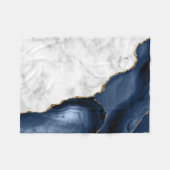 Wit marmer verguld met navyblauwe agaat fleece deken (Voorkant (Horizontaal))