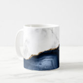 Wit marmer verguld met navyblauwe agaat koffiemok (Voorkant links)