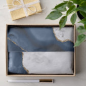 Wit marmer verguld met navyblauwe agaat tissuepapier (Geschenk)