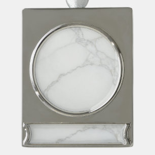 Wit Marmer Verzilverd Banner Ornament
