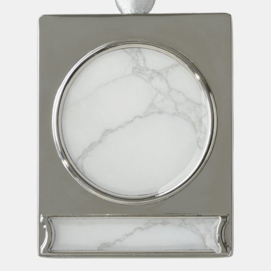 Wit Marmer Verzilverd Banner Ornament (Voorkant)