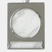 Wit Marmer Verzilverd Banner Ornament (Voorkant)