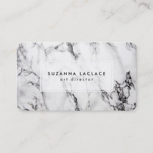 Wit marmer visitekaartje (Voorkant)