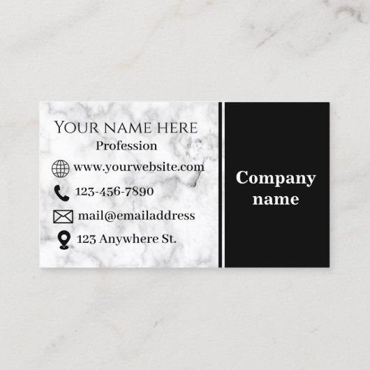 Wit marmer Visitekaartje (Achterkant)