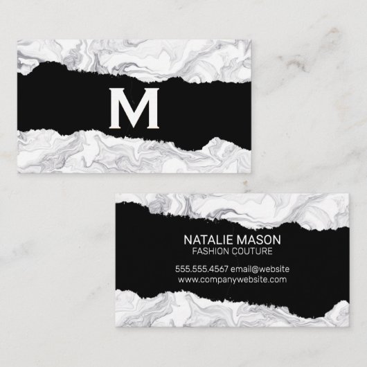 Wit Marmer | Visitekaartje met gescheurd effect (Voorkant / Achterkant)