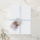 Wit Marmer | Vrolijk kerstfeest met foto Cadeaulabel (Met Touw)