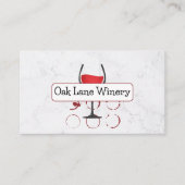 Wit Marmer | Wijnglas Logo | Proeverij QR-code Visitekaartje (Voorkant)