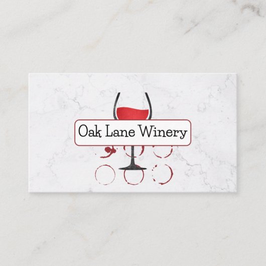 Wit Marmer | Wijnglas Logo | Proeverij QR-code Visitekaartje (Voorkant)