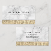 Wit Marmer Wit Leder Goud Sequin Visitekaartje (Voorkant / Achterkant)