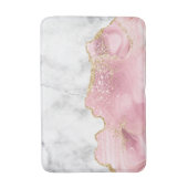 Wit Marmer Zacht Roze Agate Goud Glitter Badmat (Voorkant Verticaal)