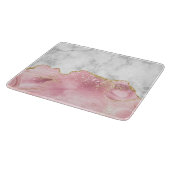 Wit Marmer Zacht Roze Agate Goud Glitter Snijplank (Hoek)