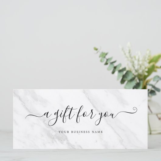 Wit Marmer Zakelijk Cadeaubon Elegant (Staand voorkant)