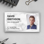 Wit Marmer Zilver Folie Vastgoed makelaar Foto Visitekaartje