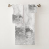 Wit Marmer Zilver Glitter Grijs Agate Bad Handdoek (Insitu)
