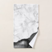 Wit Marmer Zwart Agaat Zilver Glitter Handdoek (Handdoek)