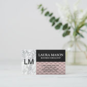 Wit Marmer | Zwart gaas | Roze tegels Visitekaartje (Staand voorkant)