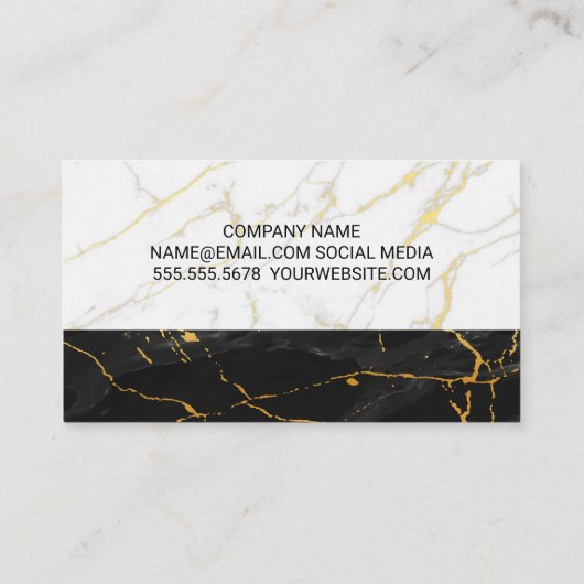 Wit Marmer | Zwart Goud Marmer Visitekaartje (Achterkant)