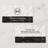 Wit Marmer | Zwart Goud Marmer Visitekaartje (Voorkant / Achterkant)