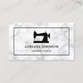 Wit Marmer Zwart Naaimachine Mode Stylist Visitekaartje (Voorkant)