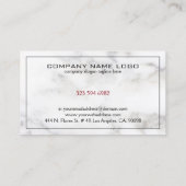 Wit marmer zwarte rand visitekaartje (Achterkant)