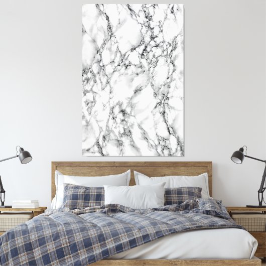 Wit marmeren canvas print (Insitu (Slaapkamer))