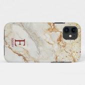 Wit marmeren chic gouden glinsterend monogram Case-Mate iPhone case (Achterkant (horizontaal))