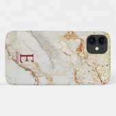 Wit marmeren chic gouden glinsterend monogram Case-Mate iPhone case (Achterkant (horizontaal))