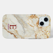 Wit marmeren chic gouden glinsterend monogram Case-Mate iPhone case (Achterkant (horizontaal))
